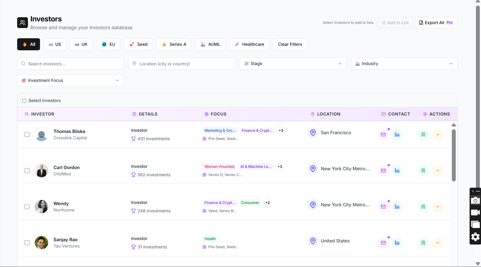 Investor Database